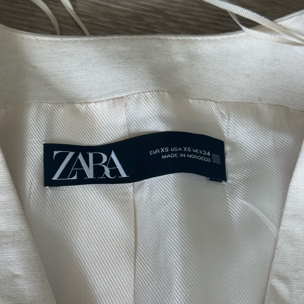 New Zara Linen Tailored Waistcoat Button Vest Light Beige XS - Picture 4 of 6